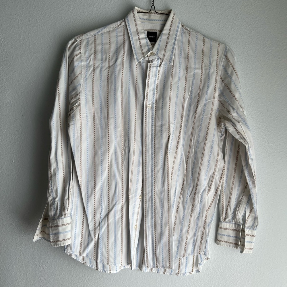 Hugo Boss, White Dress Shirt, Size: L